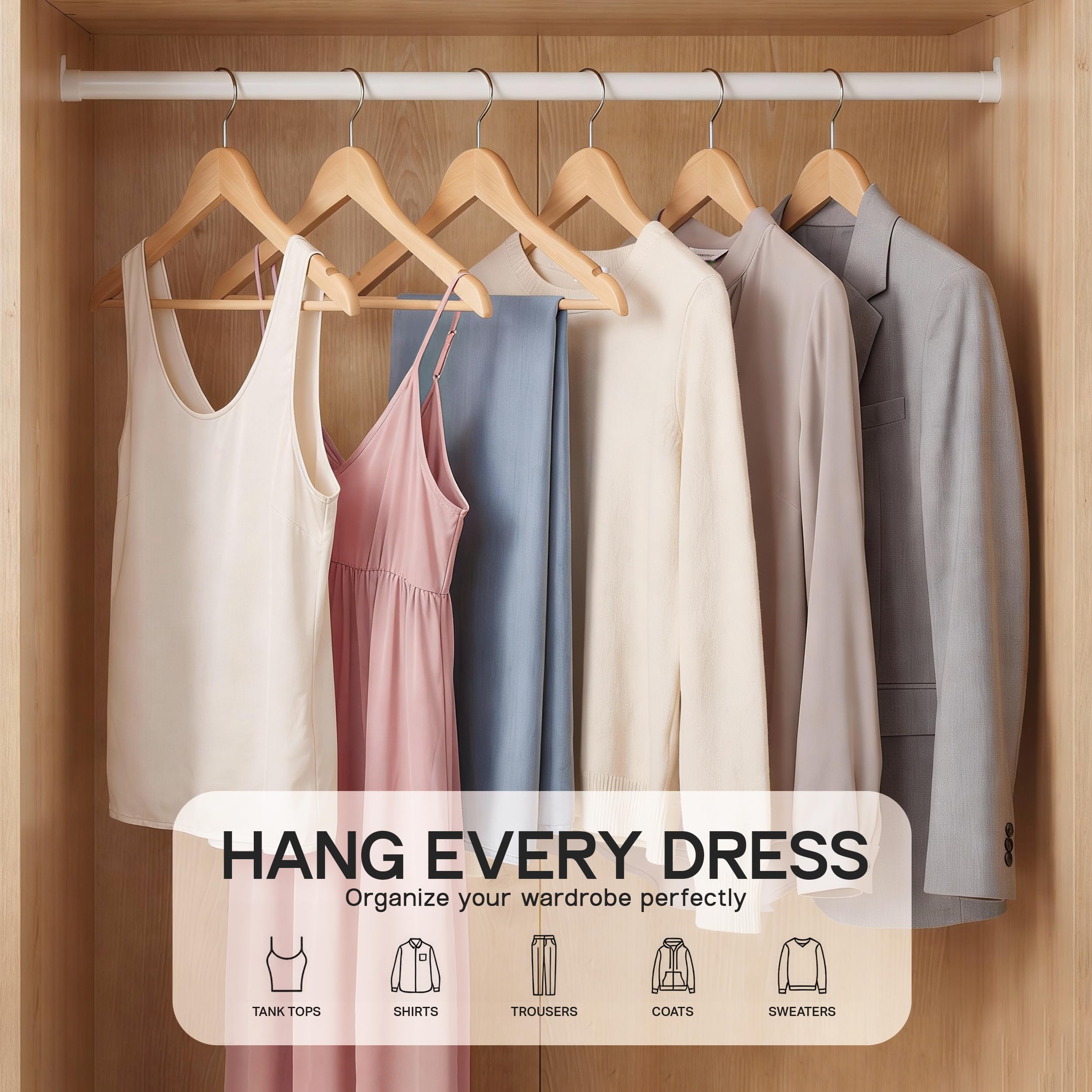 Beddora Wooden Hangers 30 Pack - 360 rotatable Swivel Hook Durable & Slim Lightweight with Shoulder Grooves - Wood Hanger for Clothes Coats Pants Suits Jackets in Natural