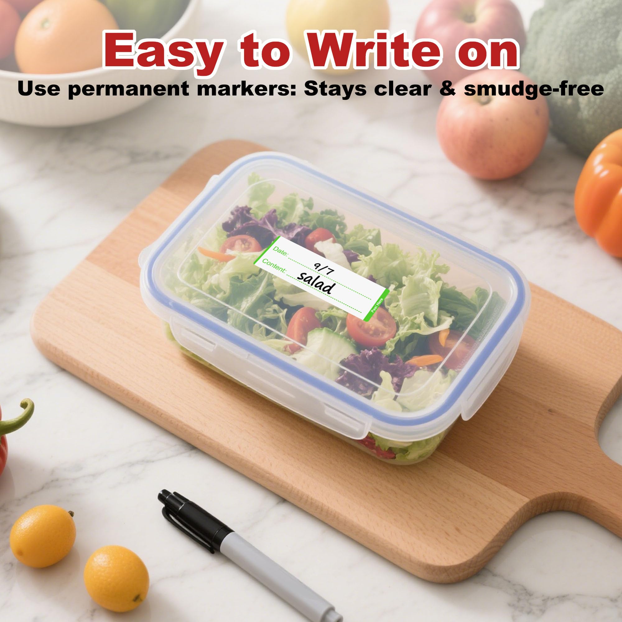 NATURALABEL 900 PCS Removable Freezer Labels with Dispenser - 1" x 3" Food Labels for Meal Prep Containers, Easy Peel-Off Design, No Residue (300 Labels/Roll, 3 Colors)