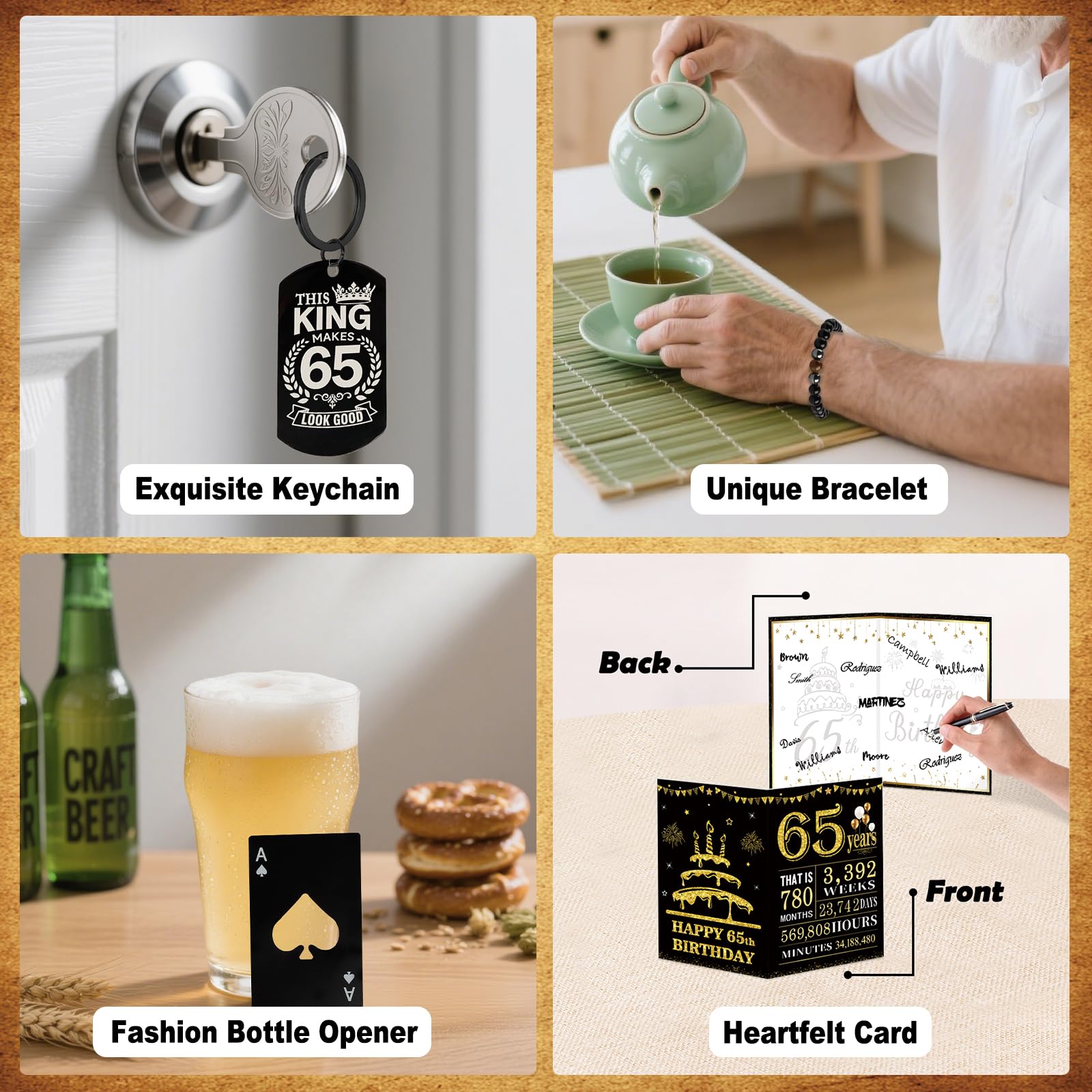 65th Birthday Gifts for Men - Unique Birthday Box with 20 Oz Tumbler, Baseball Cap, Socks, Bracelets, Happy 65th Birthday Decorations for Husband, Dad, Grandpa, Friends, Boss