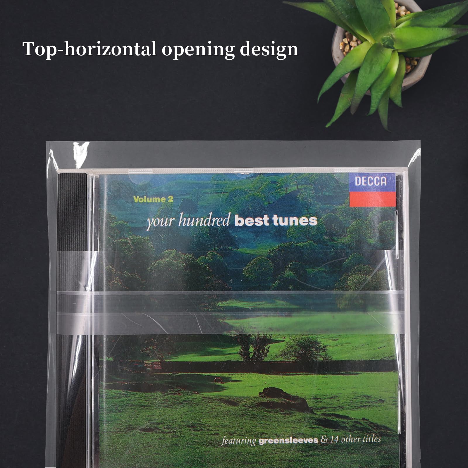 CD Outer Sleeves Clear Sticky Plastic Protective Sleeve Anti-Static for Standard CD and DVD Storage - 100Pcs