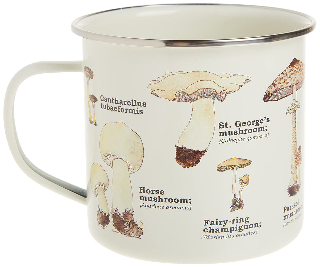 Gift Republic Mushroom Enamel Mug Camping Mug Large Metal Coffee Cup Foraging Fungi Nature Garden Hiking Gift Pretty Design Durable Drinking Cup 500ml