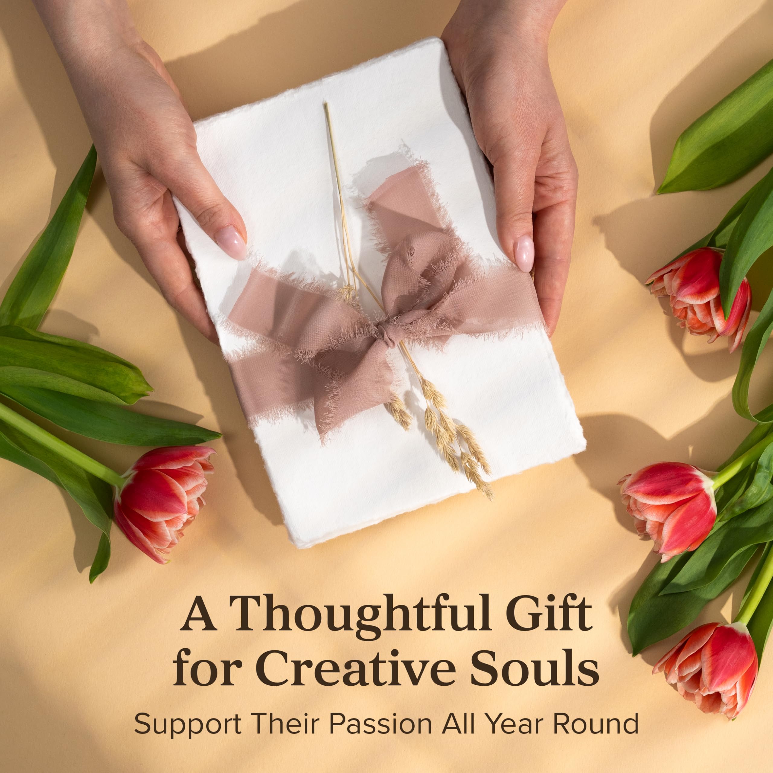 Wanderings Handmade Deckle Edge Blank Greeting Cards & Envelopes with Flower Art - Thick 300gsm paper– 20 Cards (5 Each of 4 Varieties) for Invitations, Thank Yous, Get Well and Birthday Cards –5x7"