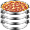 Elsjoy 4 Pack 13 Inch Stainless Steel Pizza Pan, Deep Dish Round Baking Pan Large Pizza Baking Tray, Heavy-Duty Pizza Dish Non-Stick Baking Sheet for Oven, Dishwasher Safe