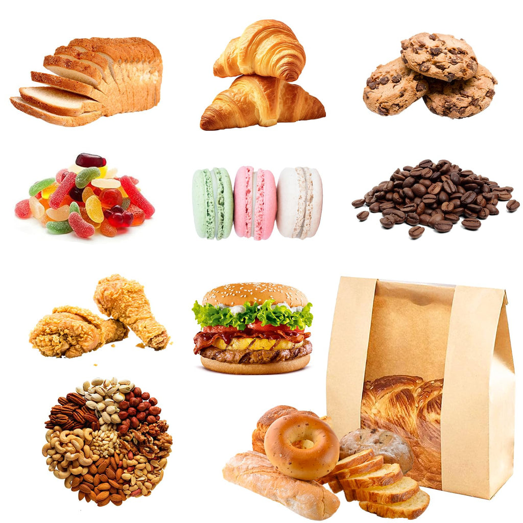50 Pcs Paper Bread Bags for Homemade Bread Sourdough Bread Bags with Window Brown Kraft Paper Bakery Bread Bags Loaf Bags-13.7x8.2x3.5 inch