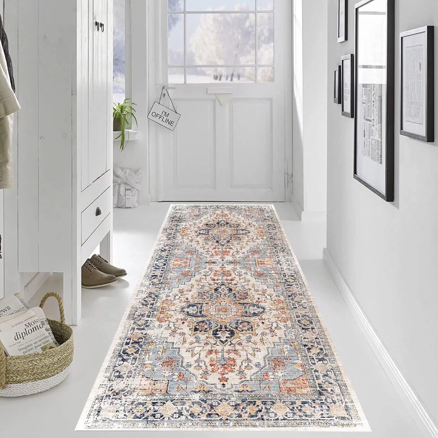 Grosrues Hallway Runner Rug 2'x6' Washable Non Slip Area Carpet - Soft Throw for Bedroom, Water Absorbent Entryway Rug Runner - Indoor Entrance Floor Mat for Kitchen Laundry Room