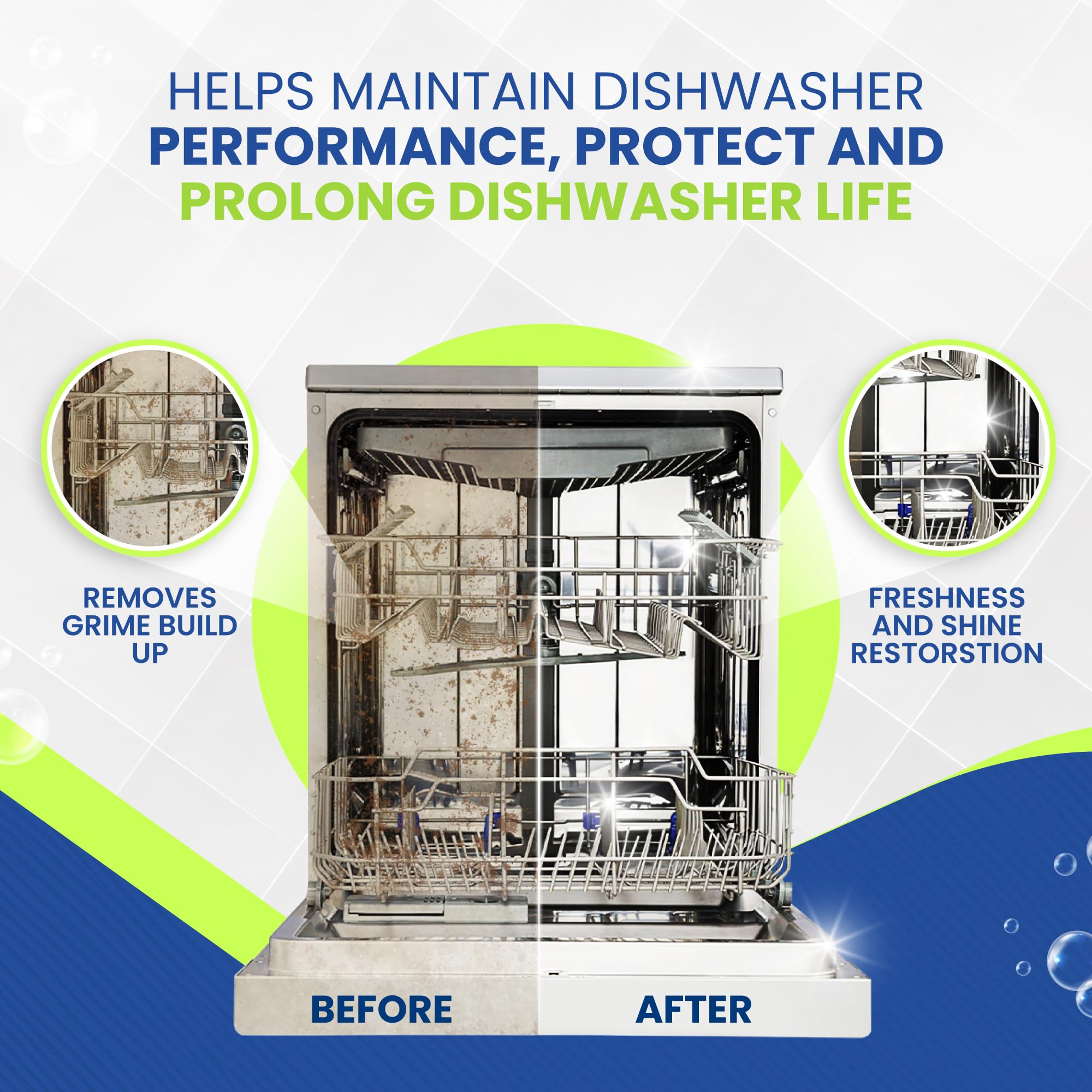 True Fresh Dishwasher Cleaner & Deodorizer Tablets 24-Pack, 20g Each - Powerful Limescale & Odor Removal - Deep Clean for Sparkling Dishwashers - Safe, Effective, and Compatible with All Models
