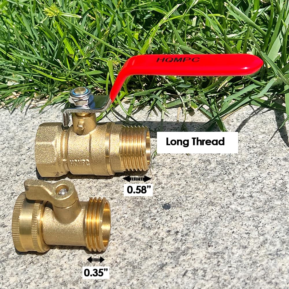 HQMPC Garden Hose Shut Off Valve Ball Valve 3/4" GHT Water Turn Off Heavy Duty Hoses On Off Valve Brass Shut Off Valve Hose Ball Valves 1Pc Long Handle