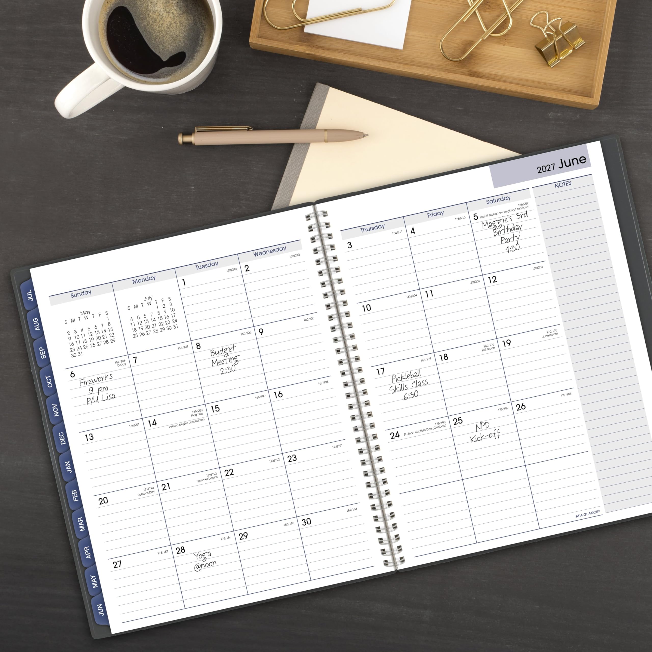 AT-A-GLANCE Planner 2026-2027 Weekly & Monthly Academic 12-Month July-June Quarter-Hourly Appointment Book, 8-1/2" x 11", DayMinder, Charcoal (AYC52045)