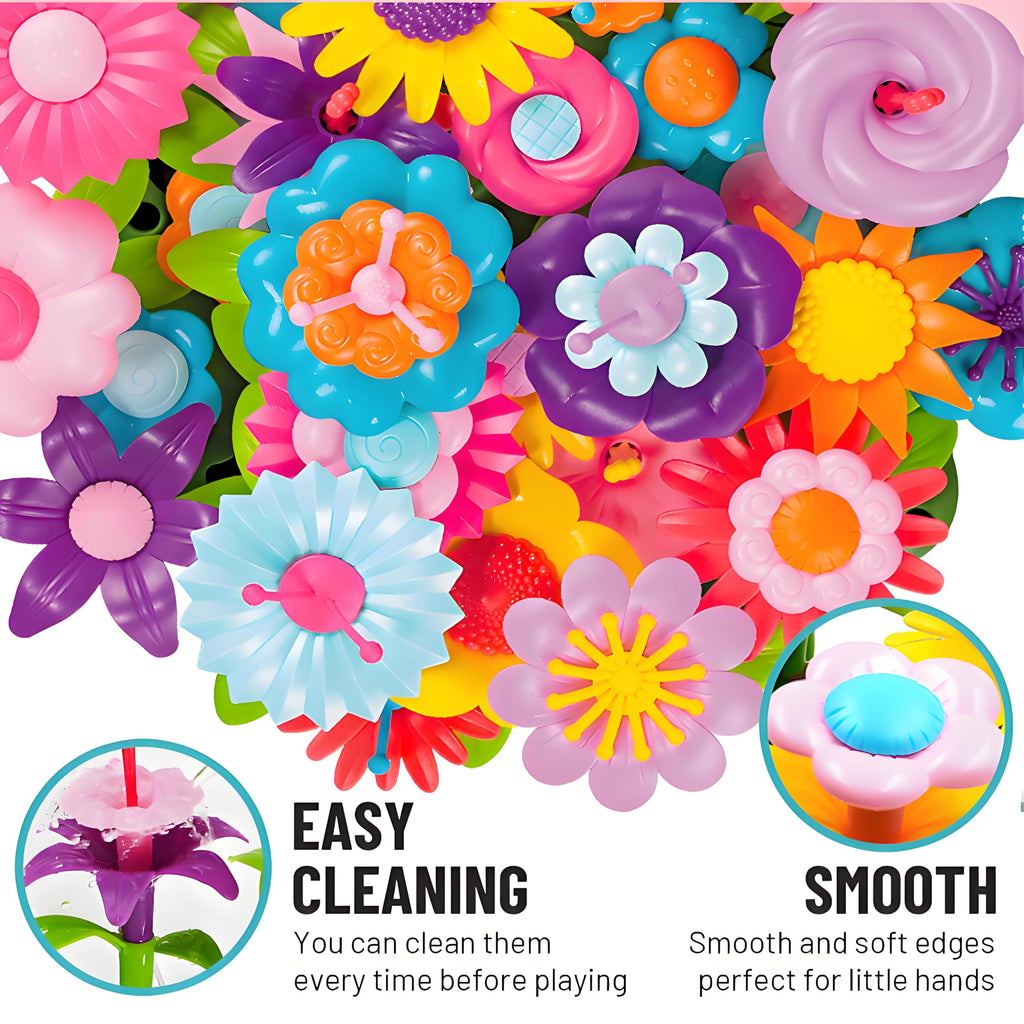 Flower Toy Garden Building Toys -46PCS Flower Building Set STEM Montessori Educational Toy for Toddler Kids, Sorting & Stacking Spring Gardening Set Birthday Gifts for Age 2 3 4 5 Years Old Girls