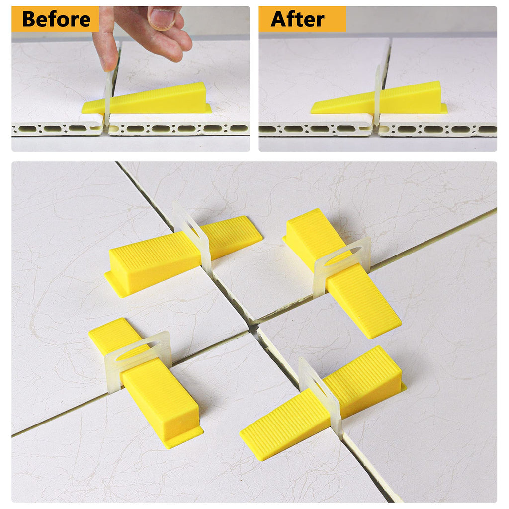 Tile Leveling System 3mm Kits with Pliers, 300pcs Tile Spacers Clips, 100pcs Reusable Wedges for Floor Leveling, Tile Kits, Wall Tile Leveler Tools