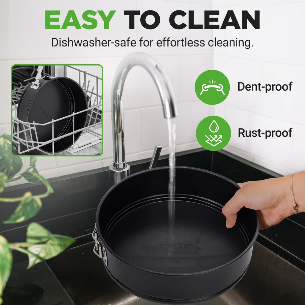 NutriChef Springform Pan - 9in Cake Pan, Durable Nonstick Steel Design, Easy to Clean & Removable Bottom, Great for Cake Molds, Cheesecake, Quiche and More
