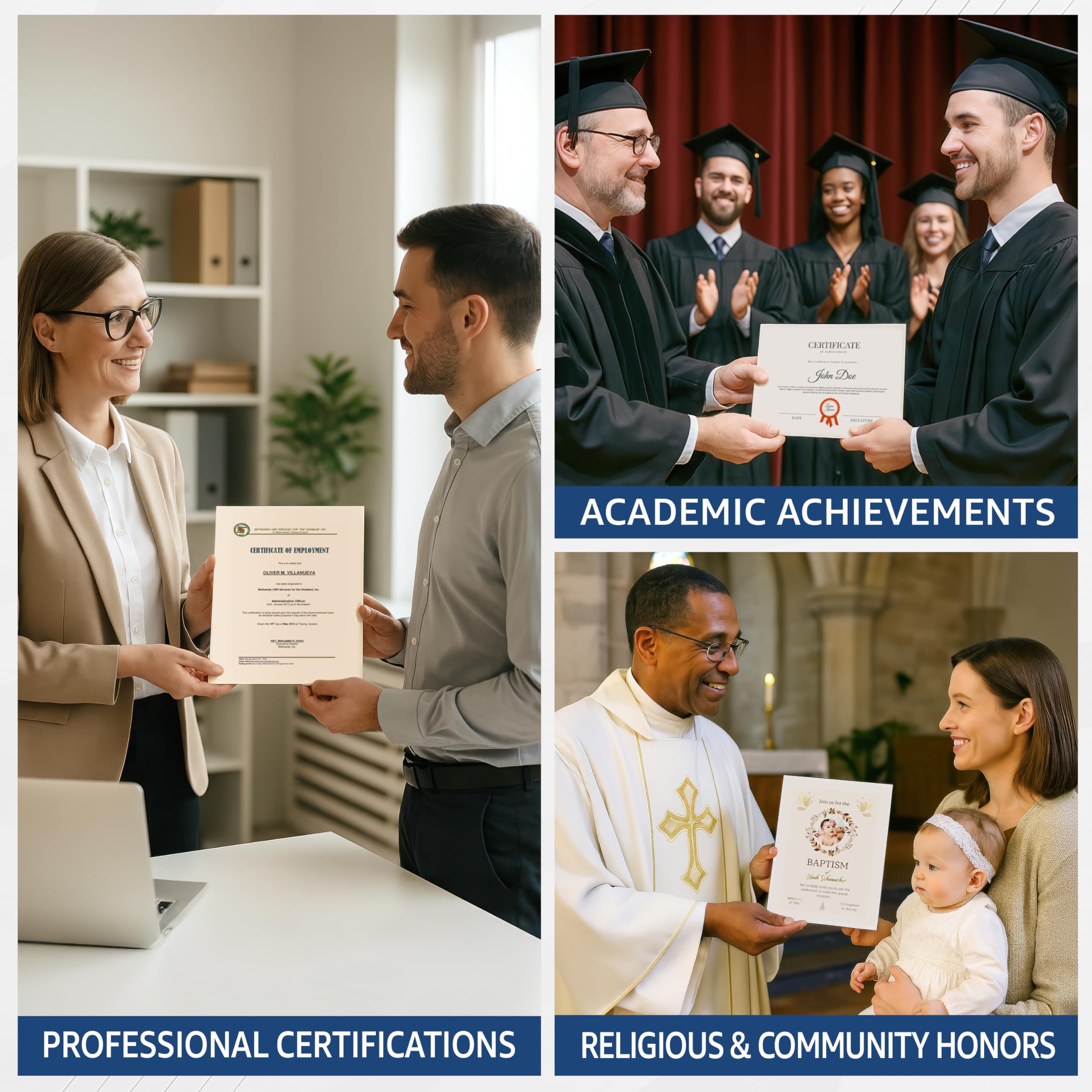 50 Certificate Paper 8.5 x 11 for Printing - Blank Certificate Papers for Award Certificates & Diploma Paper - Premium White Award Papers Cardstock for Awards & Certificates Graduation