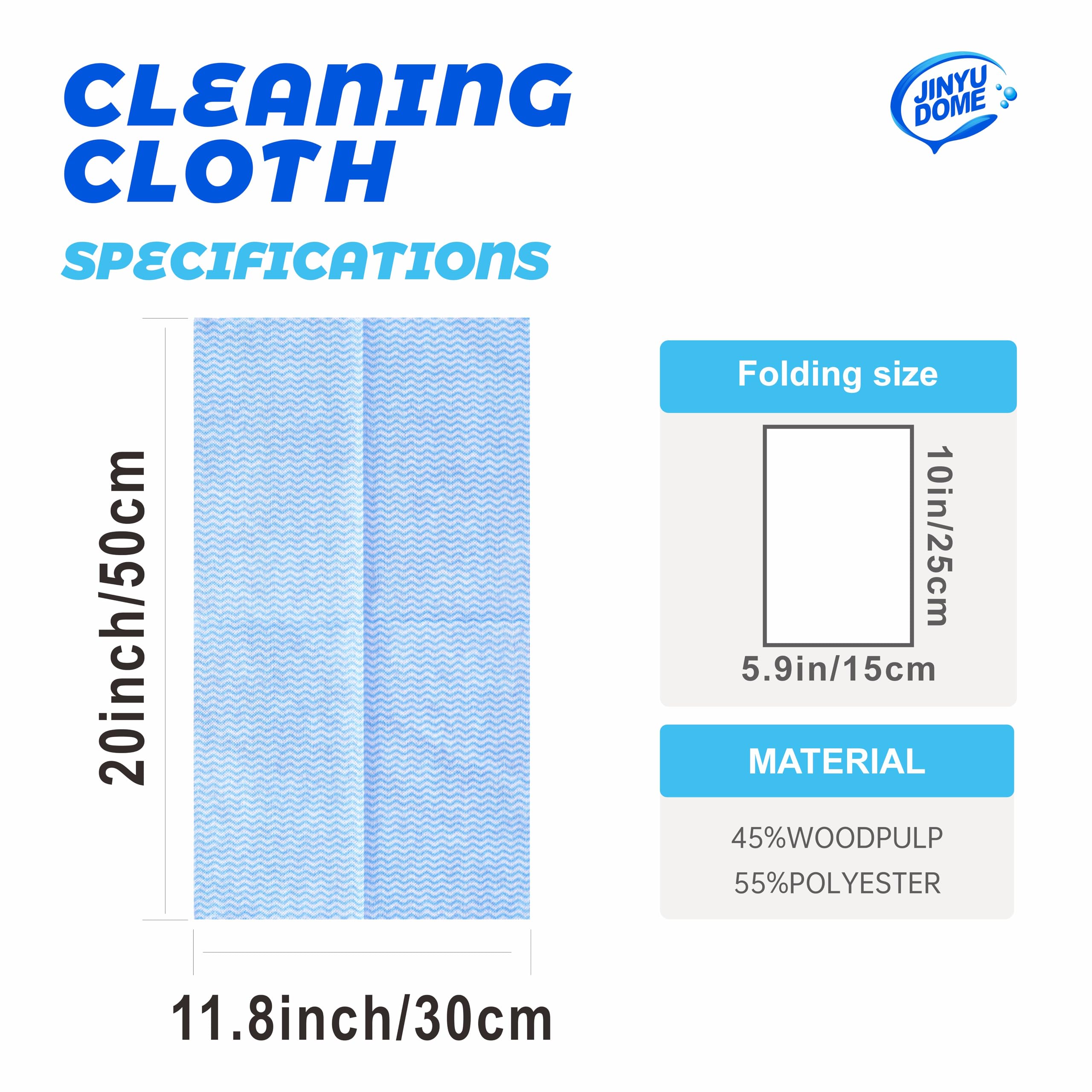 JINYUDOME Blue Handi Wipes Disposable Dish Cloths Heavy Duty Kitchen Towels Reusable Cleaning Wipe, 60 Count