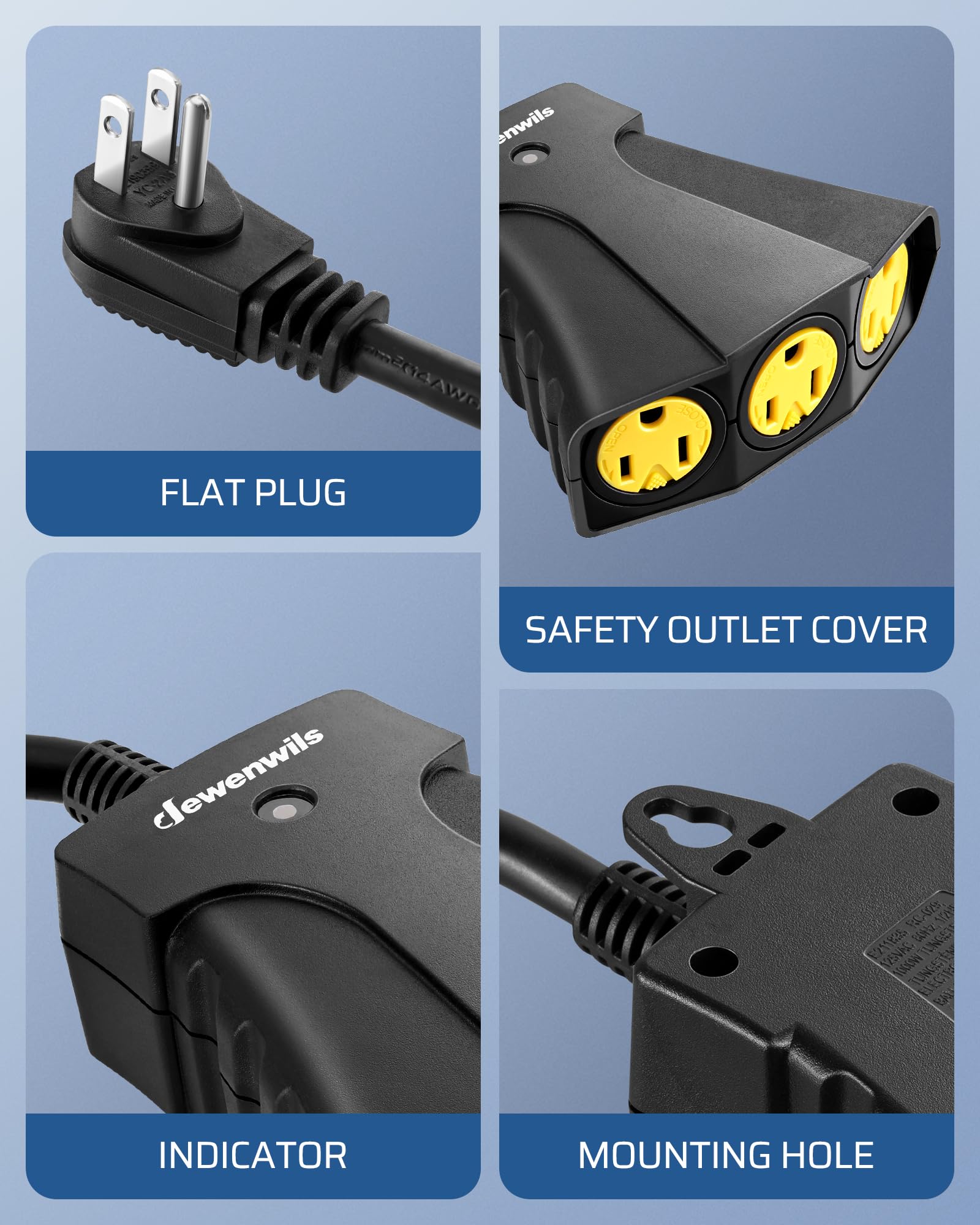 DEWENWILS Outdoor Remote Control Outlet, Wireless Remote Outlet Power Switch, Weatherproof 15 A Heavy Duty Electrical Plug, 3 Grounded Outlets, 100Ft Range, UL Listed