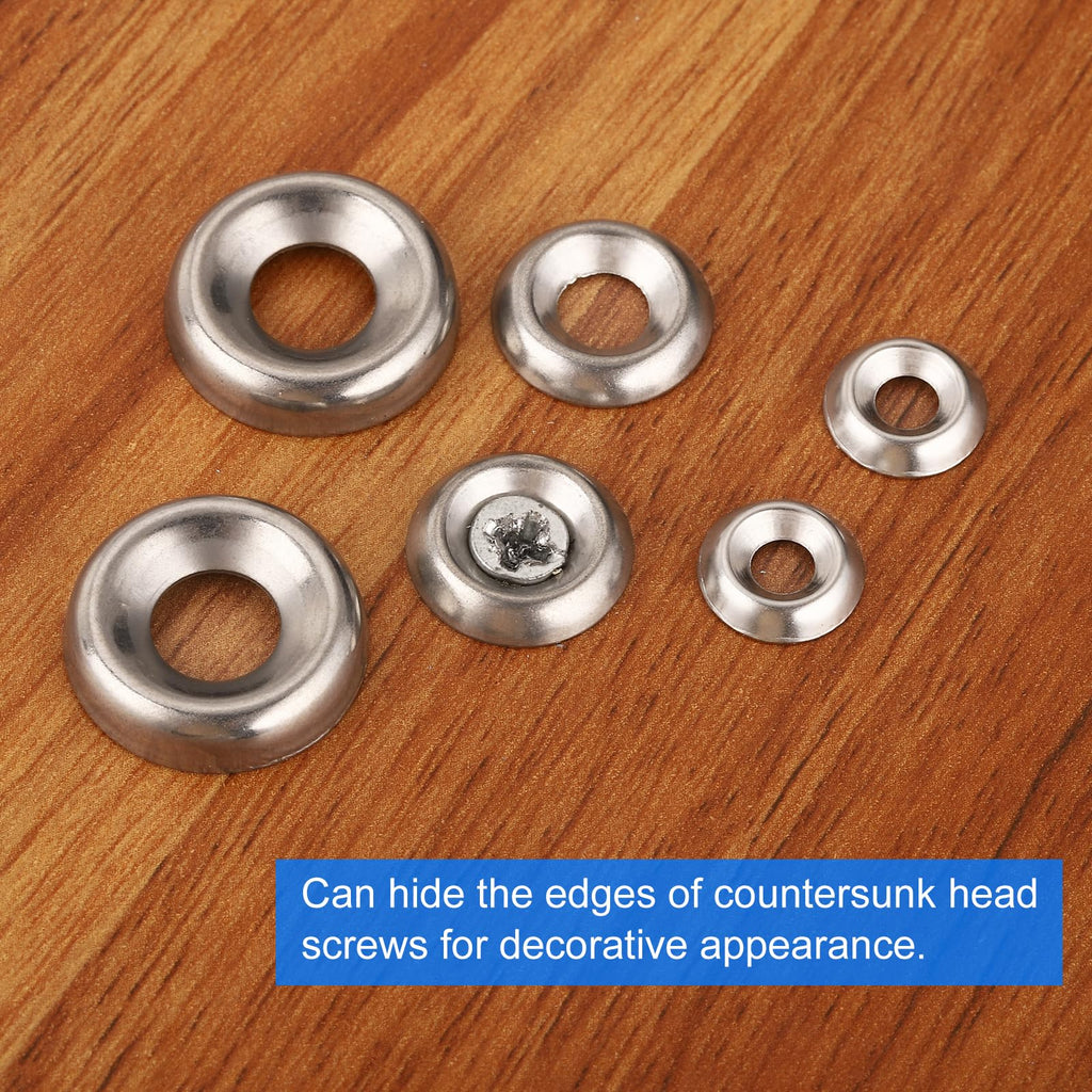 uxcell #8 304 Stainless Steel Cup Washer Countersunk, 300pcs Countersunk Finish Washers for Screw Bolt