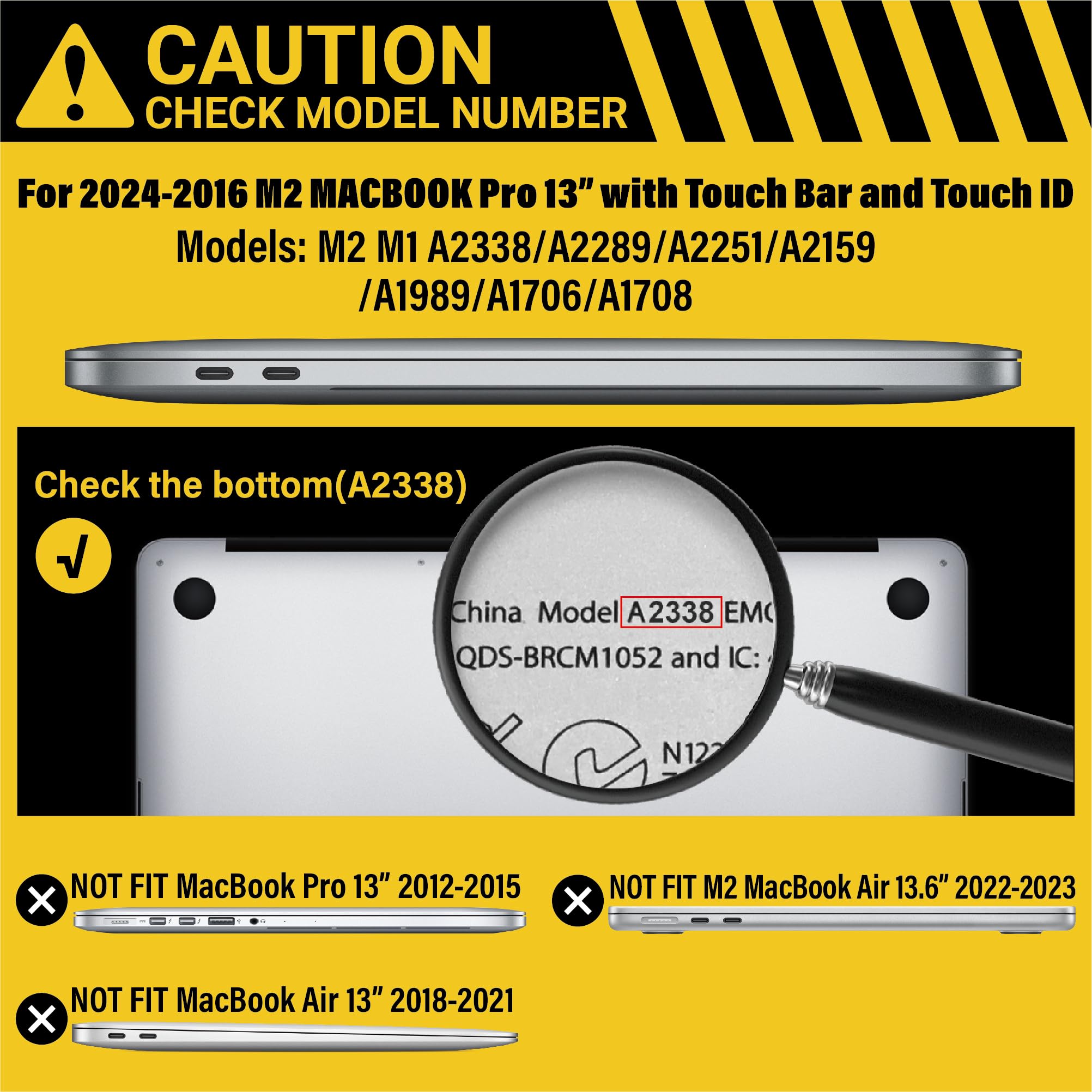 IBENZER Compatible with 2025 2024 M2 M1 MacBook Pro 13 Inch Case 2025-2016 A2338 A2289 A2251 A2159 A1989 A1706 A1708, Hard Shell Case&Keyboard Cover for Mac Pro 13, Midnight Green, CA-T13-MTGN+1