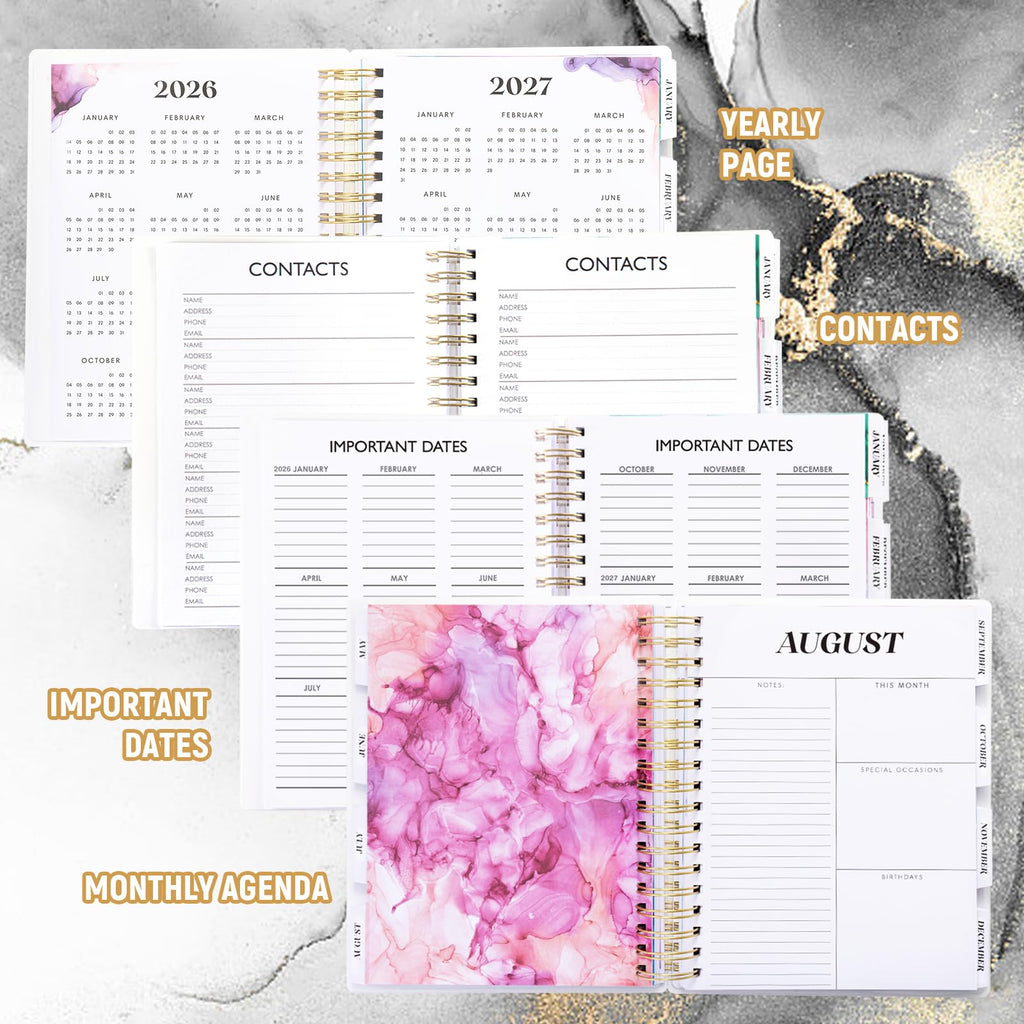 Planner 2026-2027, 18 Months Academic Daily Weekly Monthly Planner Yearly Agenda January 2026 – June 2027, Page Tabs, Separator Page, Inner Pocket, Bookmark, Stickers, Sticky Note Set, 7.9" x 9.8"