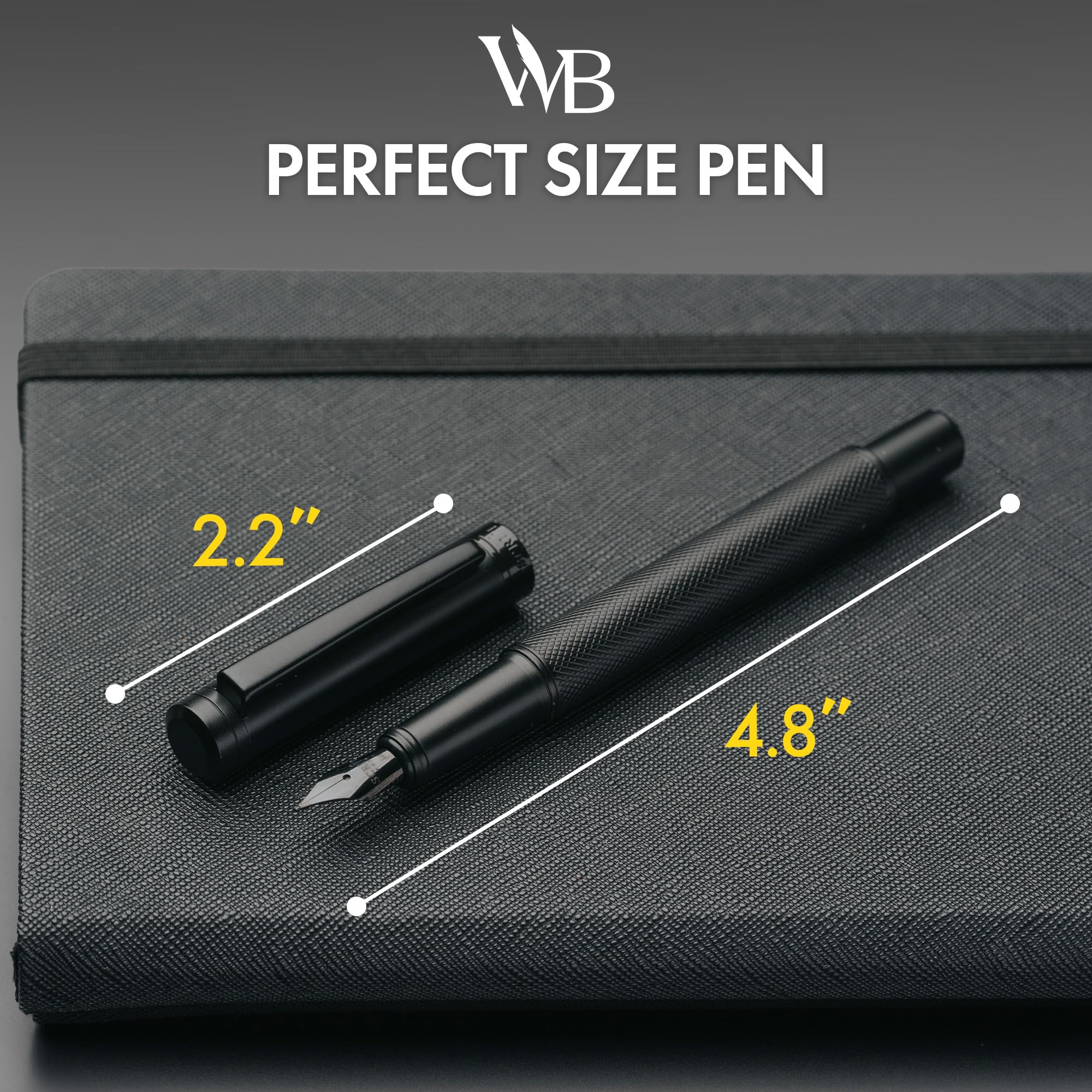 Scrivi Pens Luxury Fountain Pen Set-[Black] Fountain Pens for Writing - Smooth Extra Fine Nib - Includes Refillable Ink Converter, 5 Ink Cartridges [Black & Blue], Gift Box - Elegant Calligraphy