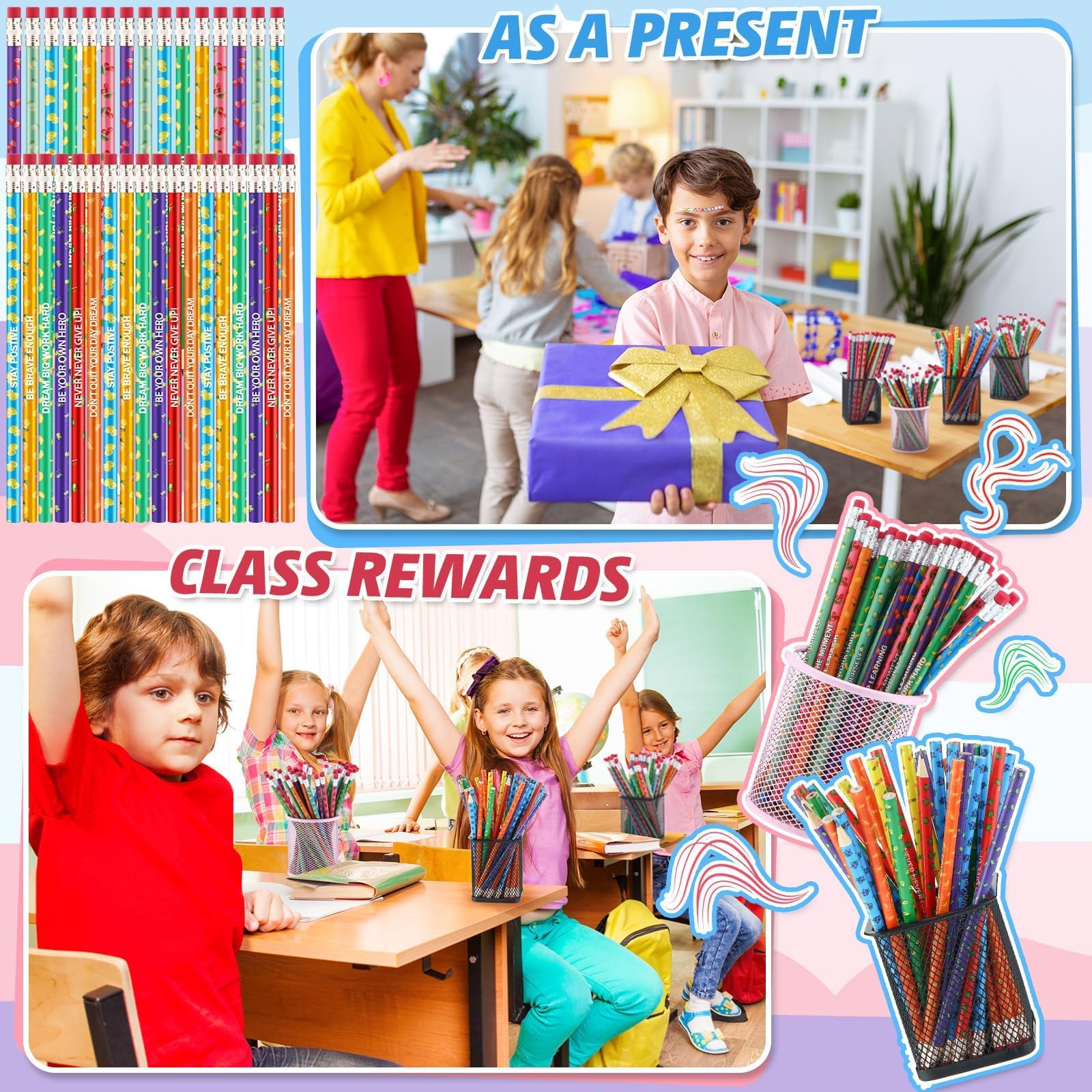36Pcs Cute Style Animal Fruit Scented Pencils Fun Smelly Pencils Bulk HB Graphite with 36Pcs Cute Cartoon Gift for School Office Classroom Party Reward Supplies