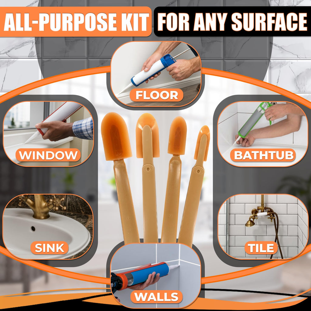 Grout Caulk Caulking Silicone Sealant Finishing Tool Spreader Spatulas Applicator Rubber Tools 4 Size Set