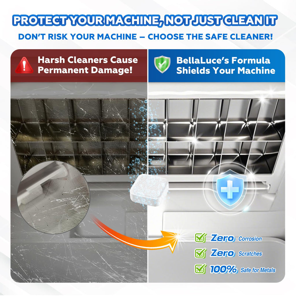 Ice Machine Cleaner Tablets Descaler (32 Pack) – Nickel-Safe Countertop Portable Commercial Ices Maker Cleaning – Remove Hard Water Buildup, Odor-Free, Crystal Clear Ice