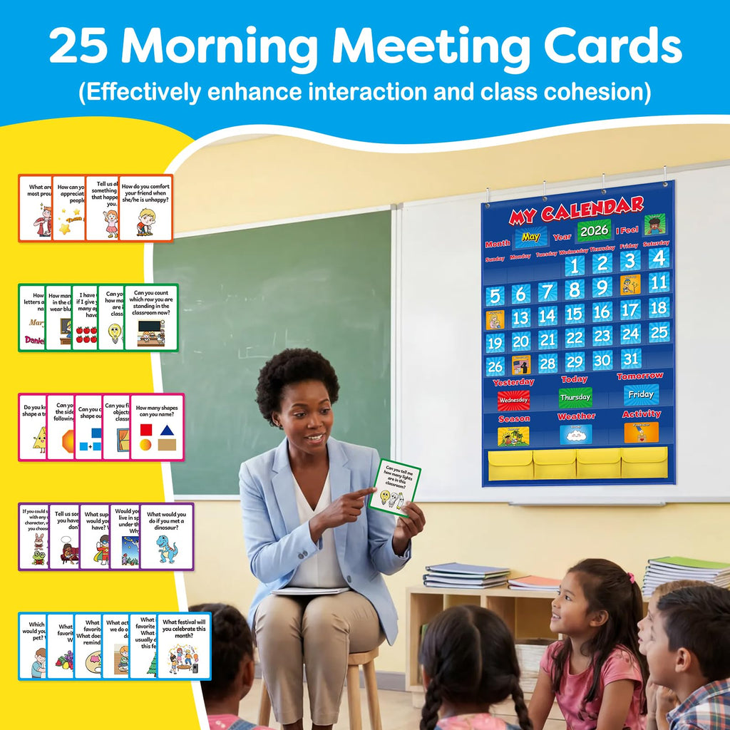 Aizweb Classroom Calendar Pocket Chart,Monthly Calendar for Kid Preschool Kindergarten Classroom Elementary Must Haves,Classroom Decorations Decor,Homeschool Teacher Supplies,Back to School Supplies