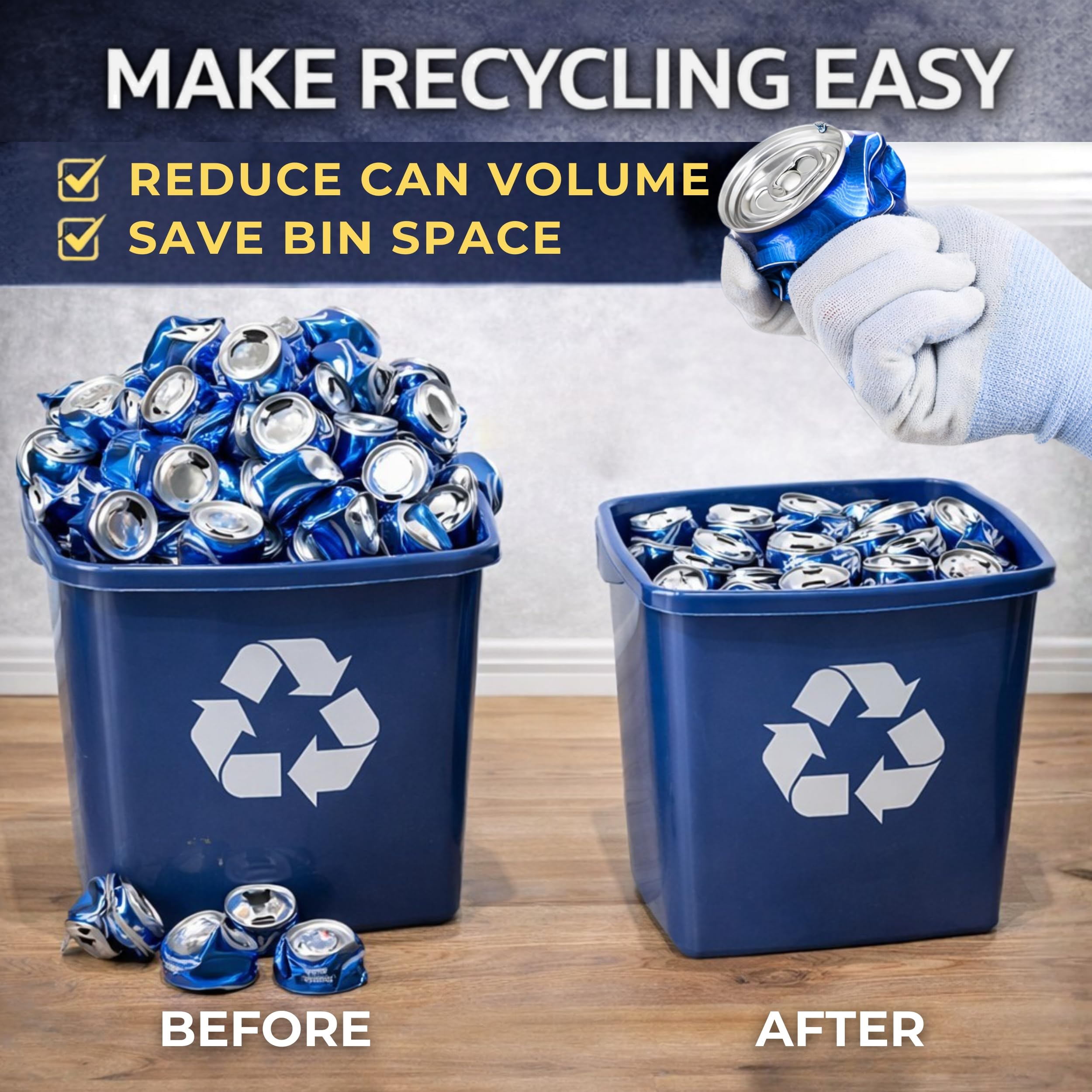 Wall Mounted Can Crusher Black - 8oz 12oz 16oz Aluminum Can Crusher for Recycling Heavy Duty Bin Smasher for Recycling Compactor for Seltzer Soda Beer Plastic Bottle