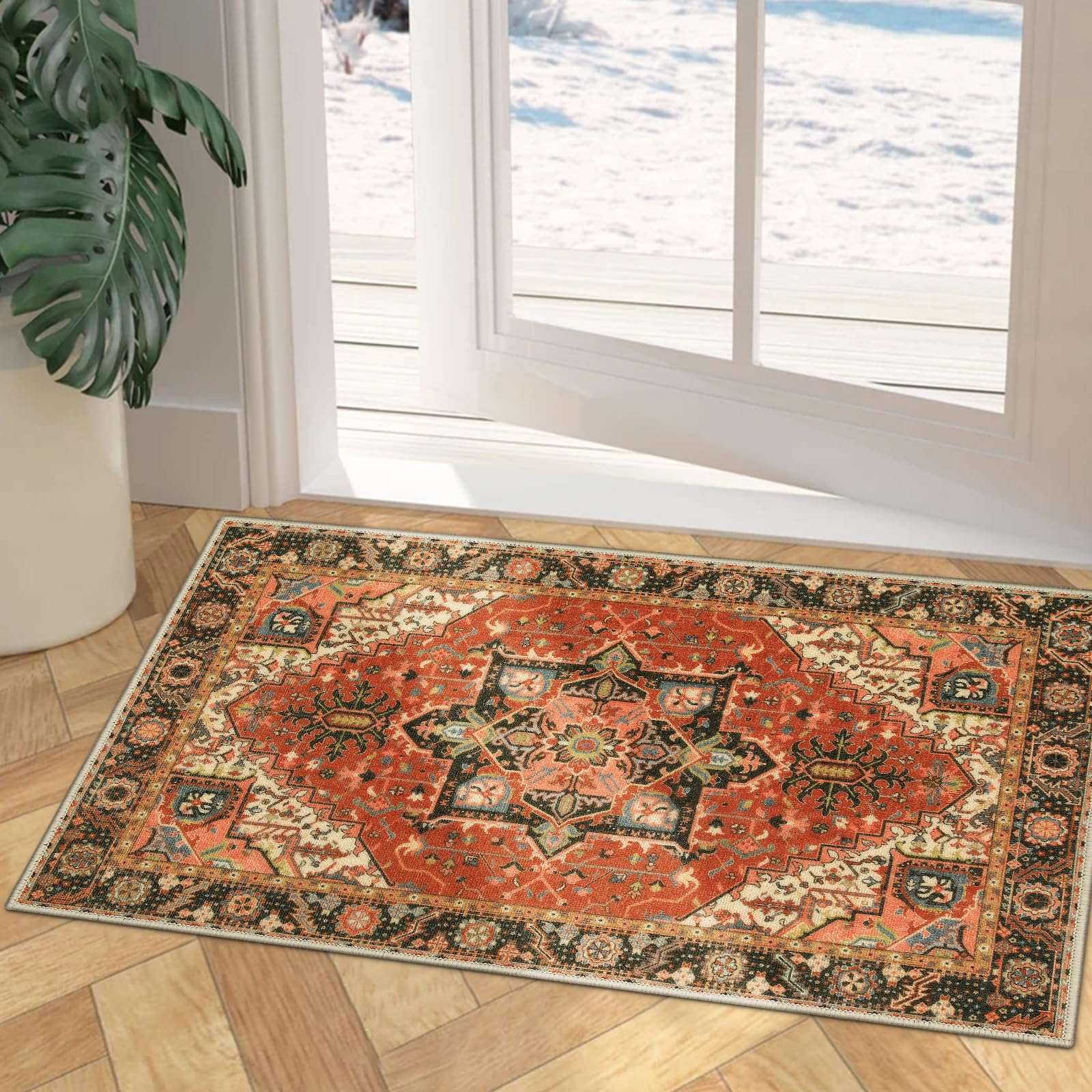 Collive Washable Indoor Door Mat, Non Slip Retro Floor Mat 20" x 32" Door Mats Indoor, Quick Absorbent Doormat Distressed Entrance Rug, Welcome Mats Entryway Rug for Kitchen Home Patio