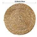 Handmade Heat Resistant 13.8" Round Woven Placemats Set of 6, Wicker Boho No Chemical Natural Water Hyacinth Place Mats, Farmhouse Table Mats for Kitchen Dining Table,Home Decorations,Wedding