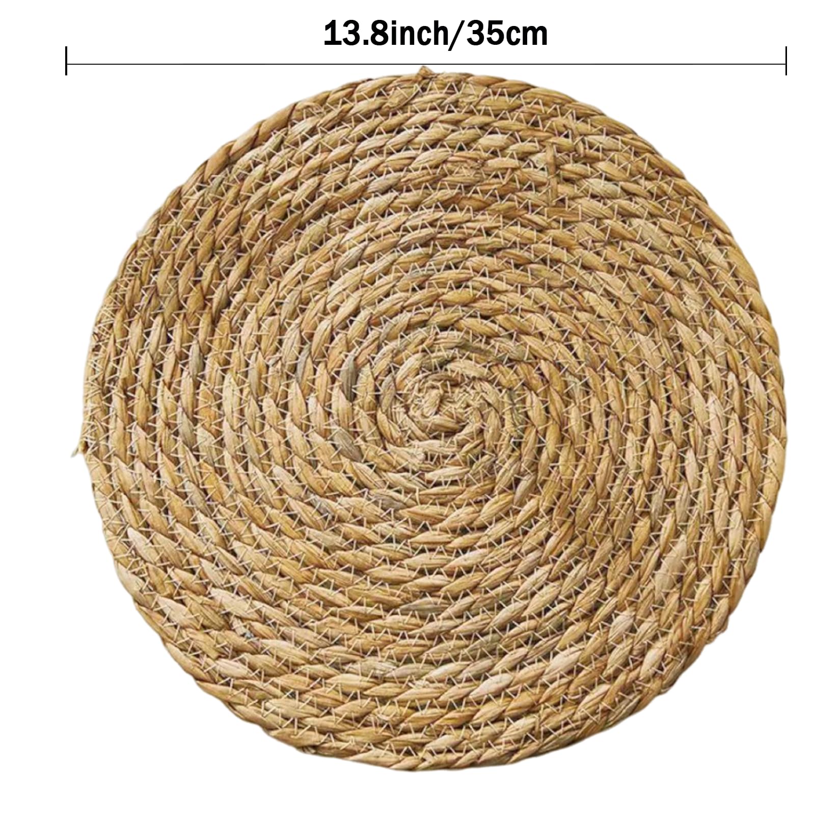 Handmade Heat Resistant 13.8" Round Woven Placemats Set of 6, Wicker Boho No Chemical Natural Water Hyacinth Place Mats, Farmhouse Table Mats for Kitchen Dining Table,Home Decorations,Wedding