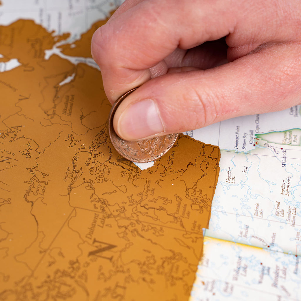 Scratch Off Map of The World Poster - Travel Gift + Bonus Canada Scratch Poster - Maps International - 50 Years of Map Making - Cartographic Detail Featuring Country & State Borders