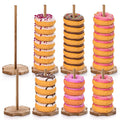 Cididu 8 Pieces Wood Donut Stand, Bagel Stand Holder Display for Dessert Table, Detachable Rustic Donut Sticks Display Tower for Wedding Birthday Parties Decorations Supplies (2 Sizes)