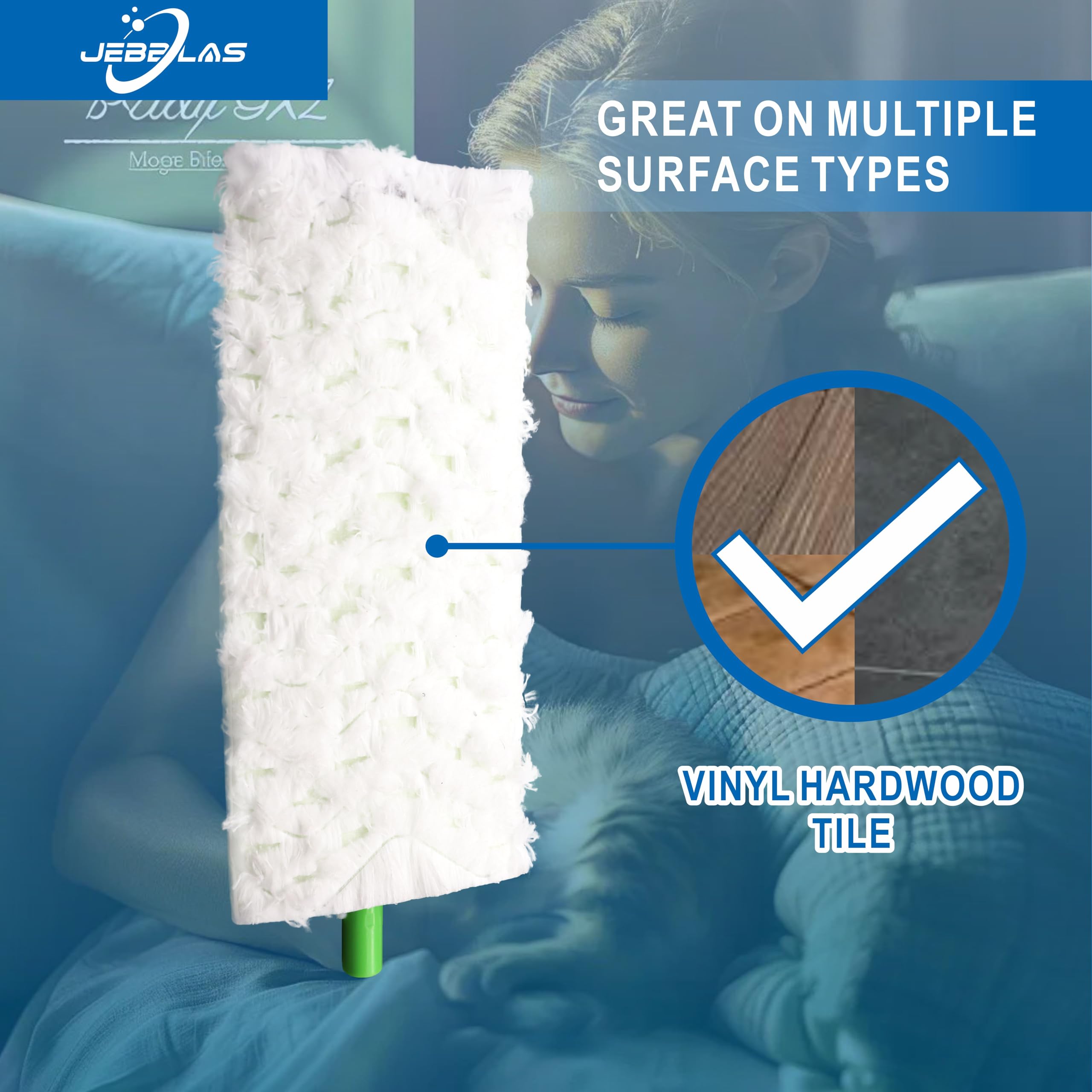 JEBBLAS Pet Dry Sweeping Cloth Refills Heavy Duty Mop Pads Multi Surface Refills for Floor Mopping and Cleaning,Disposable Sweeping Cloth for Standard Sweeper, Pack of 60 Pcs