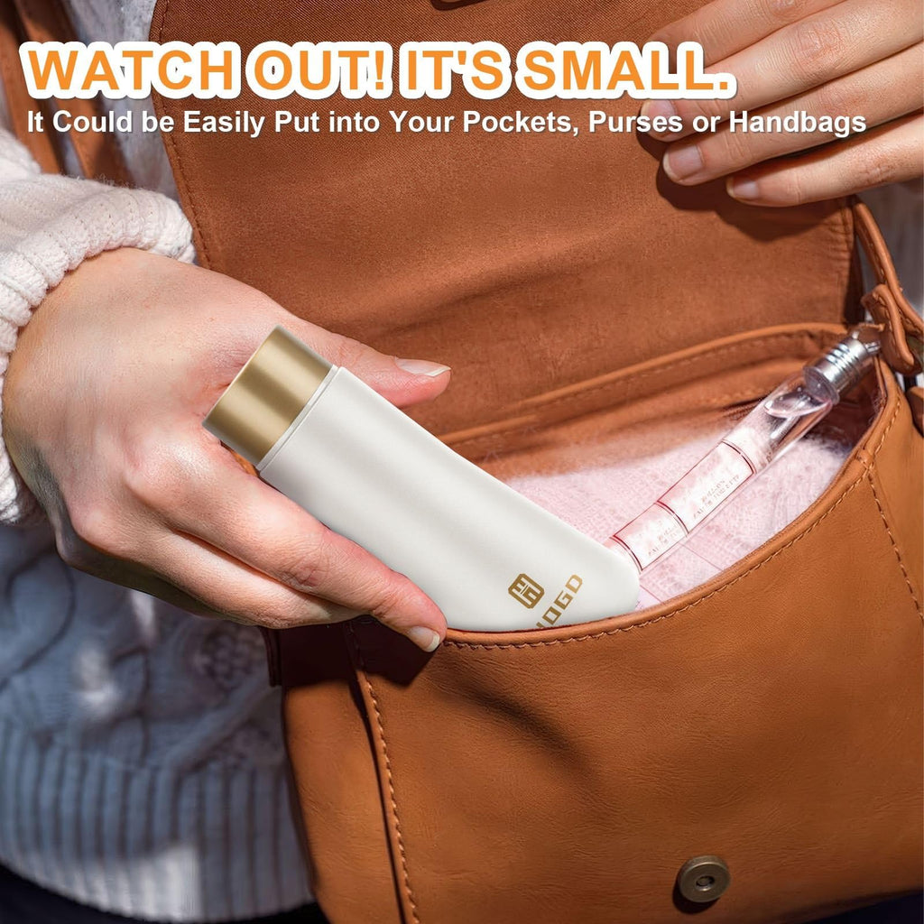 Stainless Steel Water Bottles Small Thermo Water Bottle Slim Mini Thermo Flask 180ml/6.1oz Vacuum Insulated Thermal Water Bottle for Hot and Cold Drinks Perfect for Purse (White)