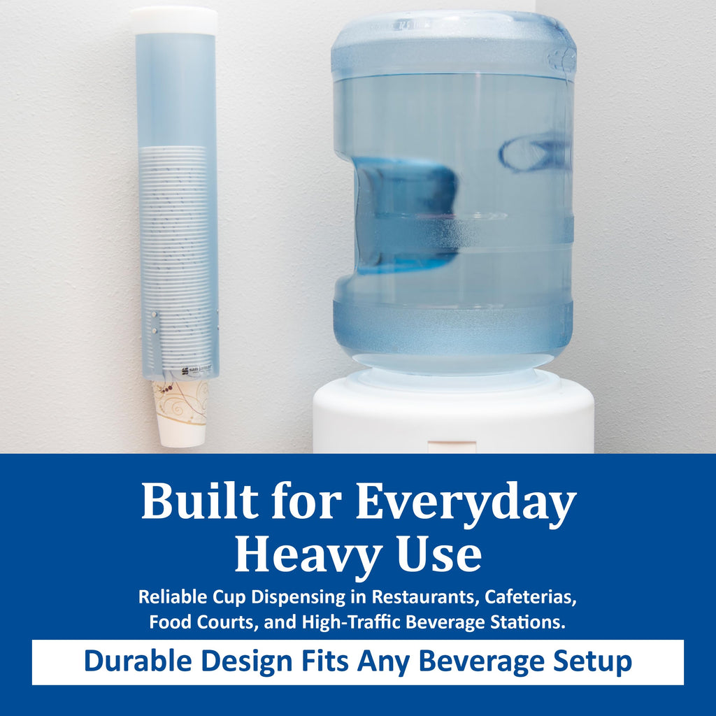 San Jamar Cup Dispenser, Pull Down Storage for Water Cooler Cups in Commercial Setting, Compatible with 4-10 Oz Cups, 1 Count, Frosted Blue