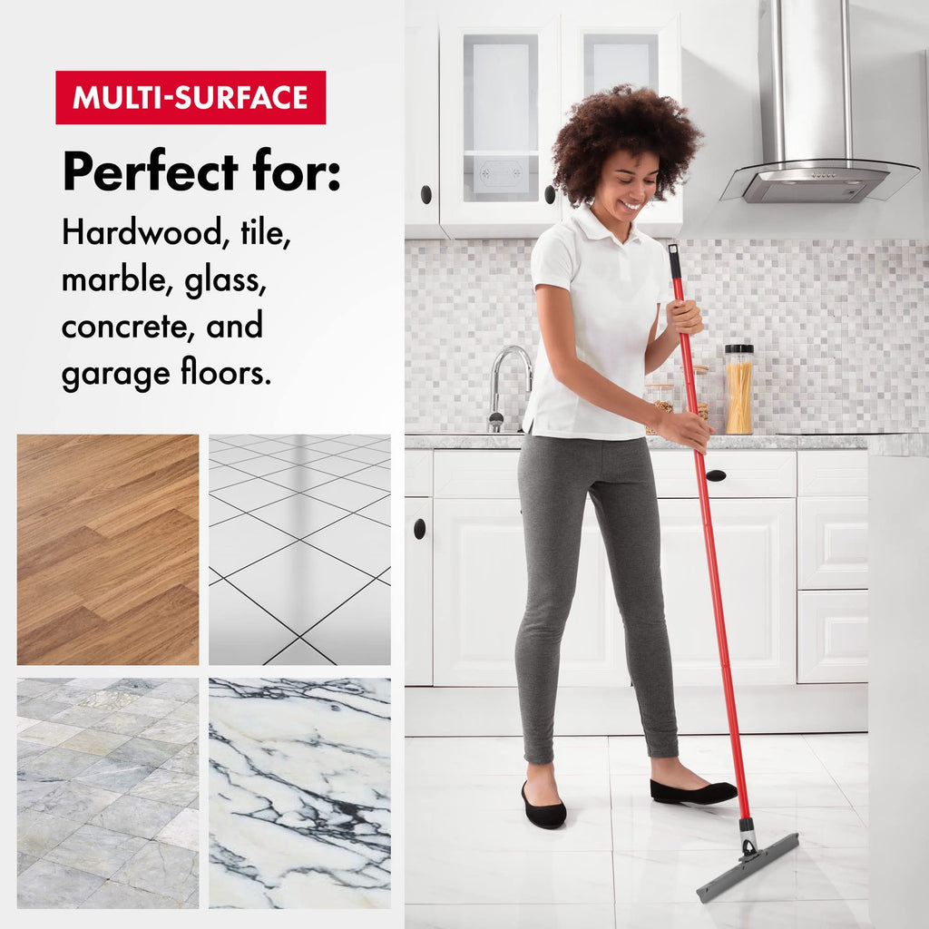 Tyroler Floor Squeegee Heavy Duty 45CM 100% Silicone Head Squeegee Broom, Anti-Rust 4 Part Handle, Squeegee Floor for Washing, Bathroom, Deck & Garage