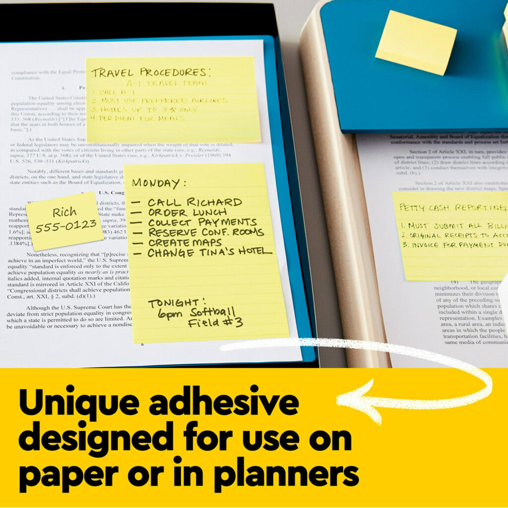 Post-it Notes, 3x3 in, 12 Pads, Canary Yellow, Clean Removal, Recyclable