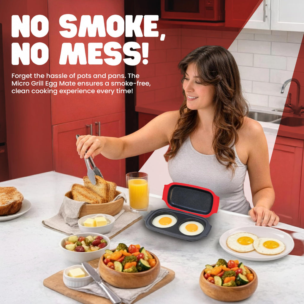 Micro Grill Egg Mate™ Microwave Cooker – Sunny Side Up Egg Maker for Breakfast Sandwiches & English Muffins – BPA-Free, Dishwasher Safe