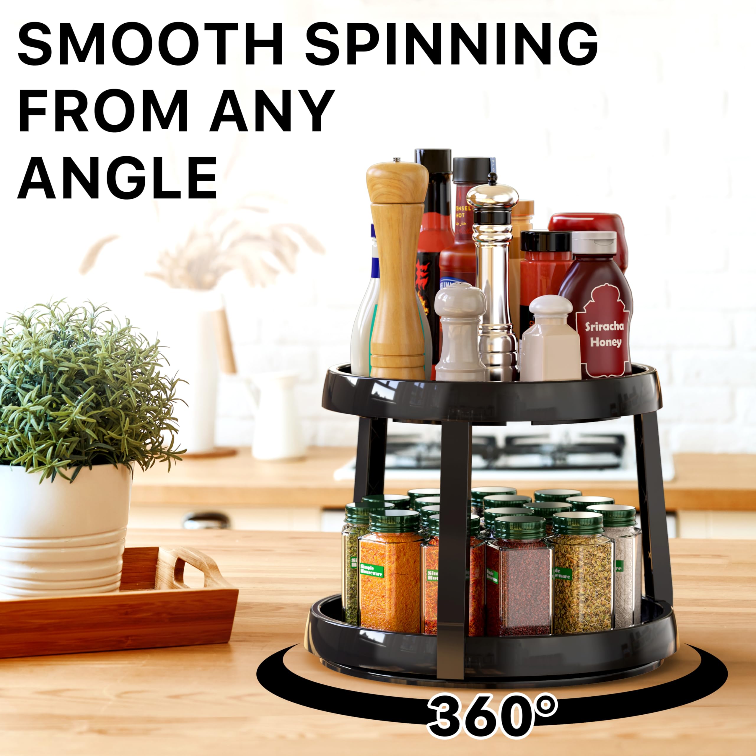 Simple Houseware 10-Inch 2 Tier Lazy Susan Turntable Multifunctional Organizer, Rustic Brown