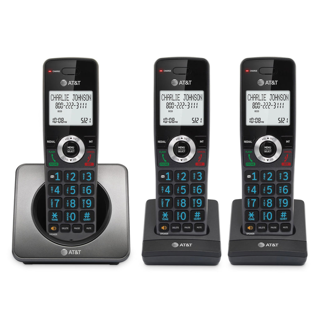 AT&T GL2101 DECT 6.0 Cordless Home Phone with Call Block, Caller ID, Full-Duplex Handset Speakerphone, 2" White Backlit Display, Lighted Keypad (Graphite & Black)