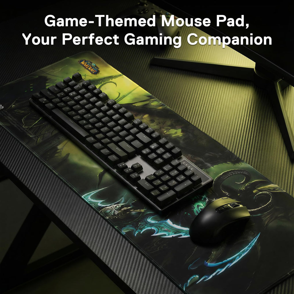 Blizzard Wow XXL Gaming Mouse Pad, Keyboard Pad for Gamer, Office & Home, Non-Slip Rubber Base, Extended Desk Mat with Stitched Edge, Easy to Clean, 80 * 30CM (Green)