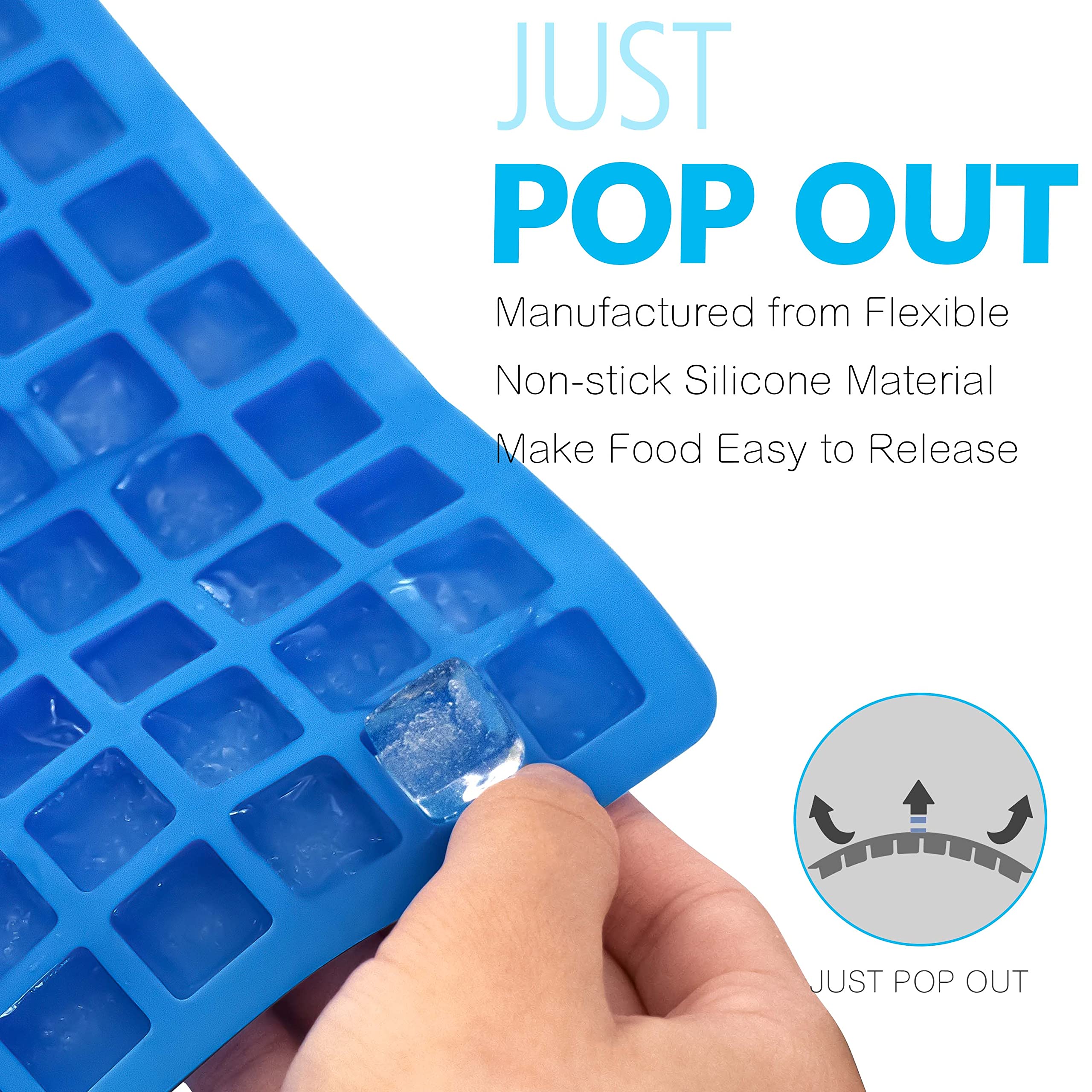 Anaeat 126-Cavity Square Silicone Candy Mold, 2 Pack Non-Stick Mini Silicone Mold for Chocolate, Ice Cube, Homemade Caramels, Jelly, Gummy, Truffles, Pralines & Ganache - Flexible & Easy to Release