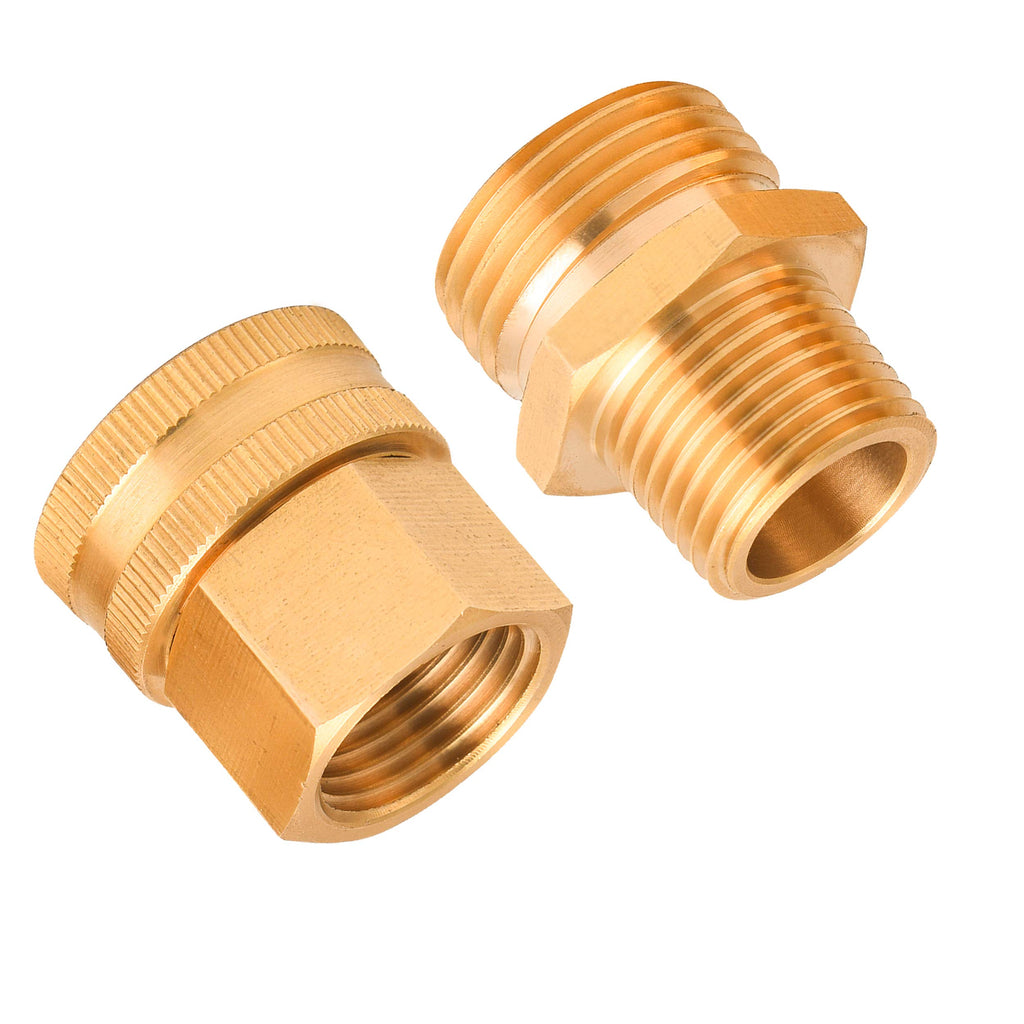 M MINGLE Garden Hose Adapter, 3/4 Inch GHT to 1/2 Inch NPT, Double Male and Female Brass Connector, with Extra 8 Washers