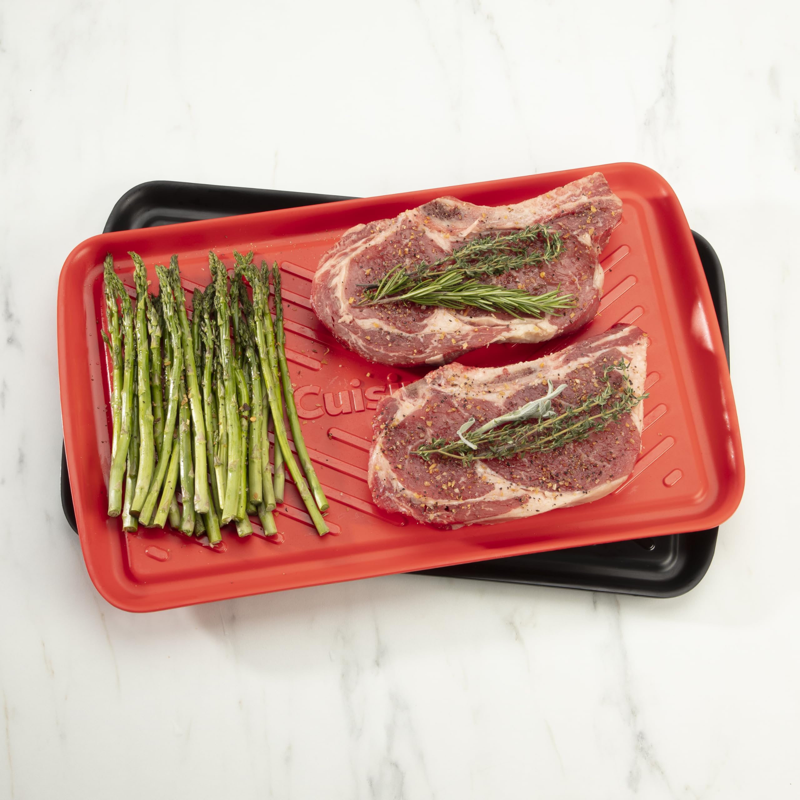 Cuisinart Grilling Prep and Serve Trays, 17"x 10.5", Dishwasher Safe, Fits 6 Burgers, Red and Black (CPK-200C)