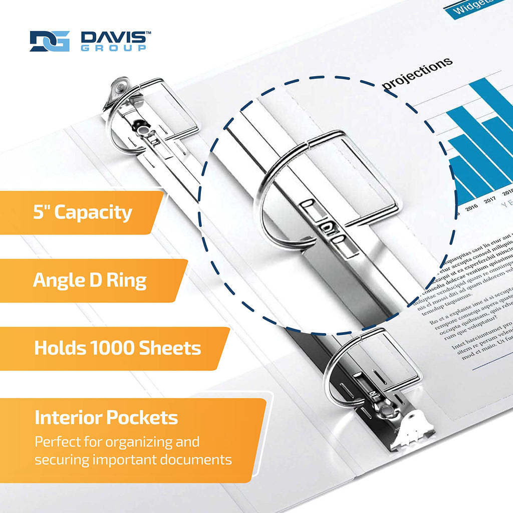 QuickFit Heavy-Duty 3-Ring File Binder, Locking D-Ring, View Binder, 5 Inch, White
