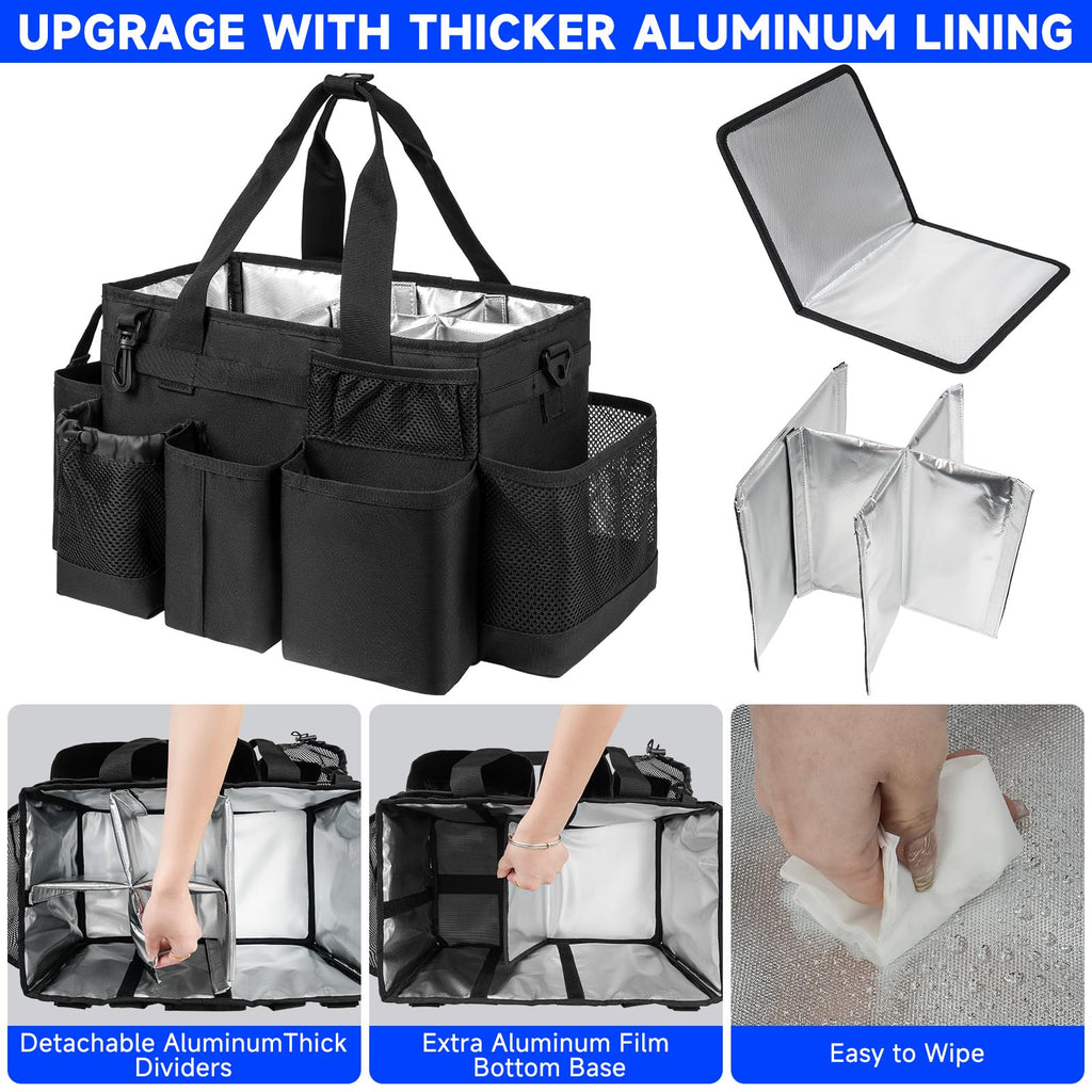 Jaffzora Cleaning Caddy Bag, Cleaning Supplies Organizer for Housekeepers, Housekeeping Caddy with Handle and Detachable Padded Cushion, Black