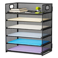 Marbrasse 6 Tier Desk Organizer, File Organizer with Handle, Mesh A4 Paper Organizer, Letter Tray for Office, Home or School (Black)