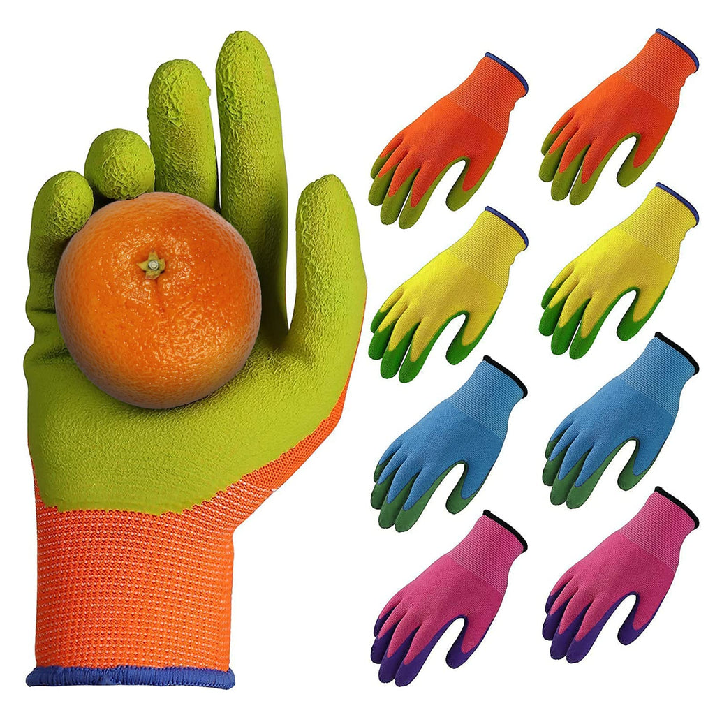 8 Pairs Garden Gloves for Children Rubber Gardening Protective Gloves for kids Age 4-13 Years Boys and Girls Yard Work Activity 4 Colors