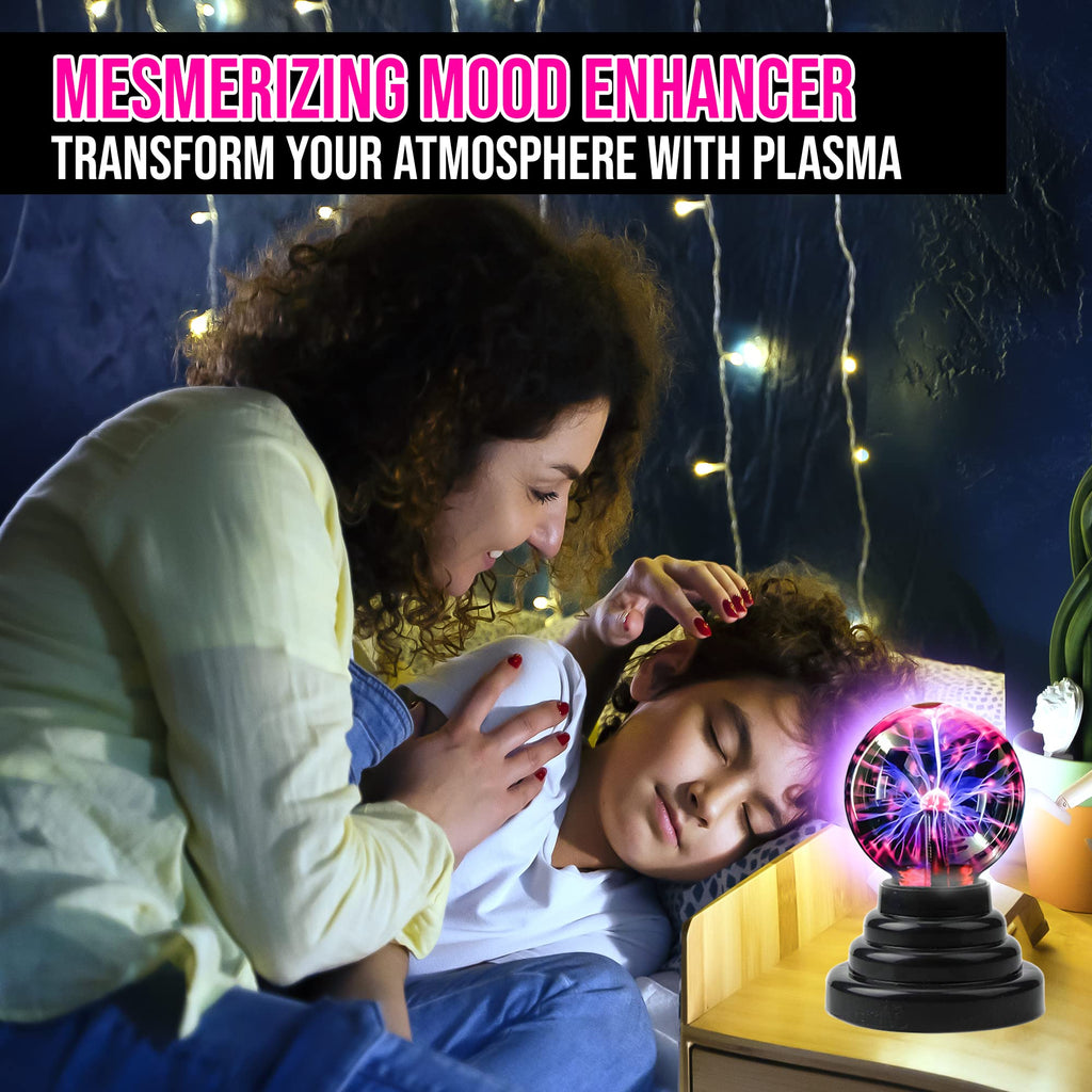 Brewish Plasma Ball Lamp 3 inch Touch Sensitive Novelty Nebula Sphere Globe – USB & Battery Powered Magical Orb Toy Gift for Kids, Men & Women for Birthday, Christmas, Party Celebrations