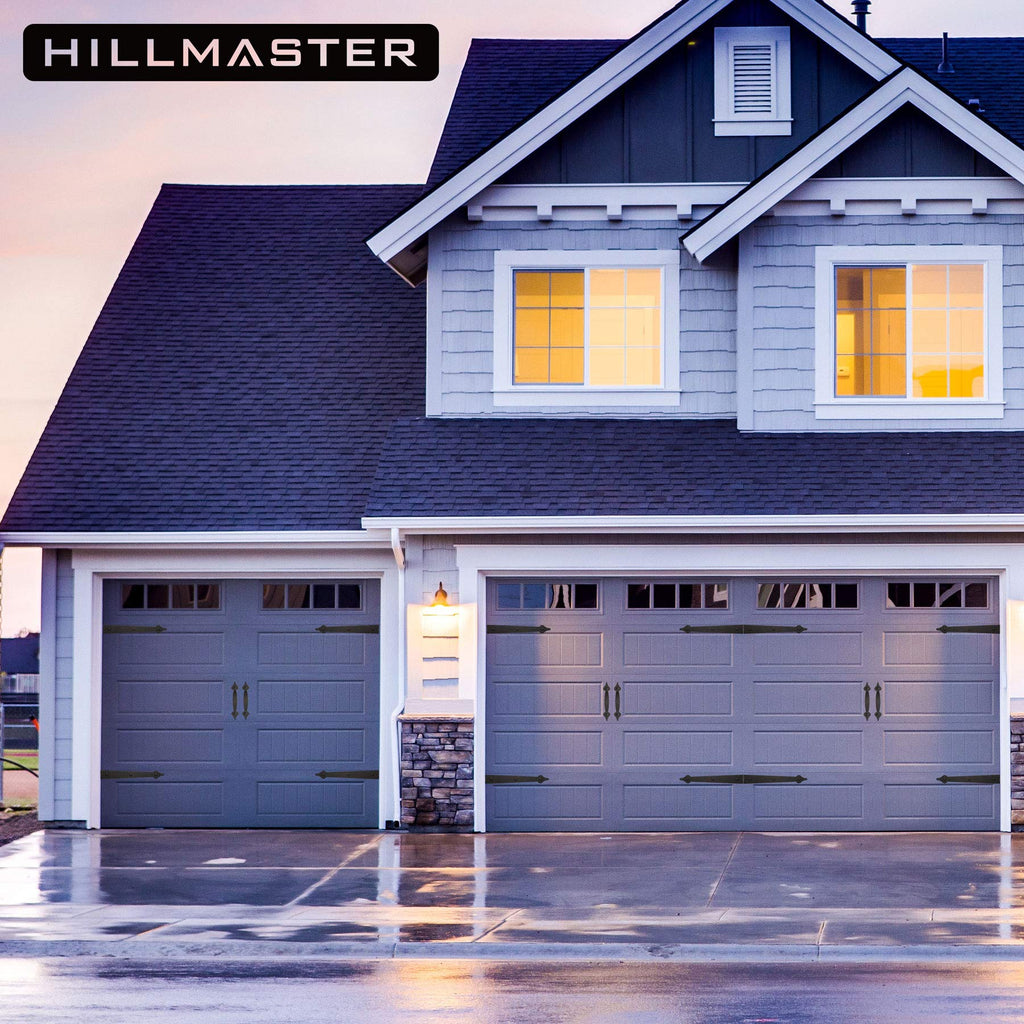 HILLMASTER Decorative Magnetic Garage Door Hinges Hardware, 6 Pieces Garage Door Accents Attractive Curb Appeal Faux Hinges Handles Decor Hardware Kit, Black(4 Hinges+2 Handles)